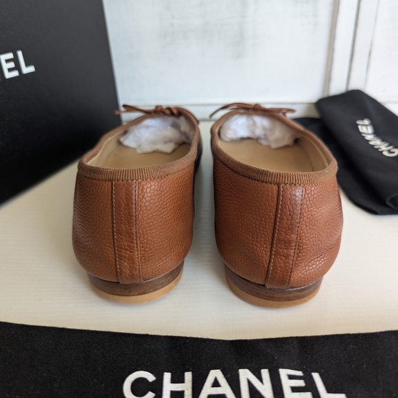 Chanel Brown Leather Loafers with Embossed Logo - Picture 8 of 15